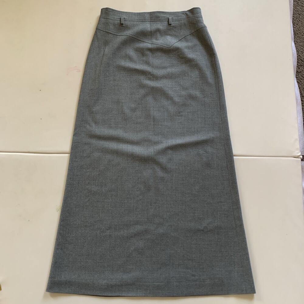 Escada Maxi Skirt Gray Wool Blend Sz 40 Or S
